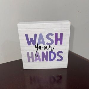 Purple and Black 'Wash Your Hands' Sign